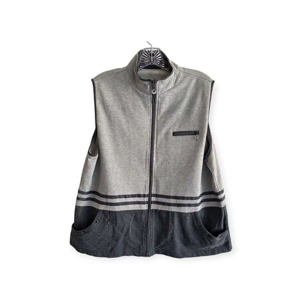 Cali & York Petite Front Zipper Vest Gray Size Petite XL